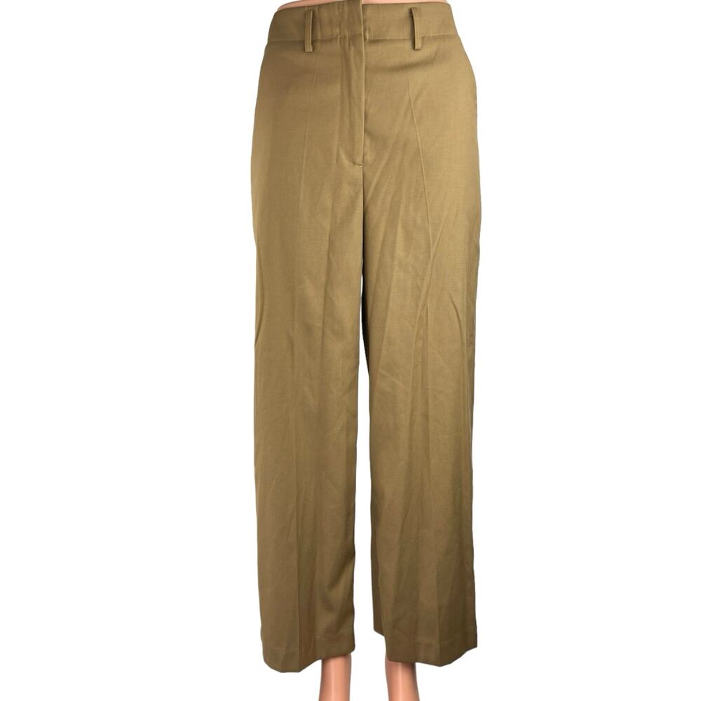 NEW Oak + Fort Women Beige High Rise Straight Wide Leg Career Dress Pants Sz S
